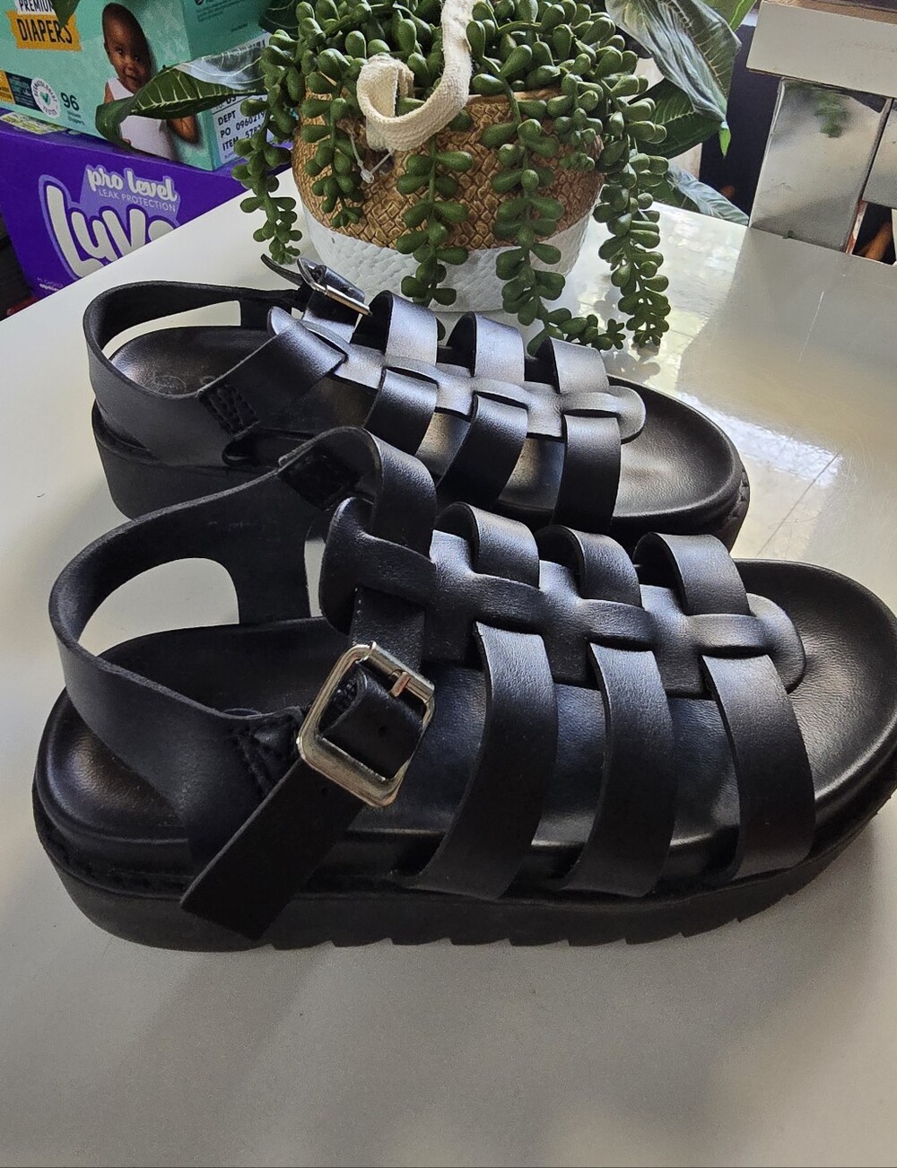 Art Class Little Girl Black Platform Sandals